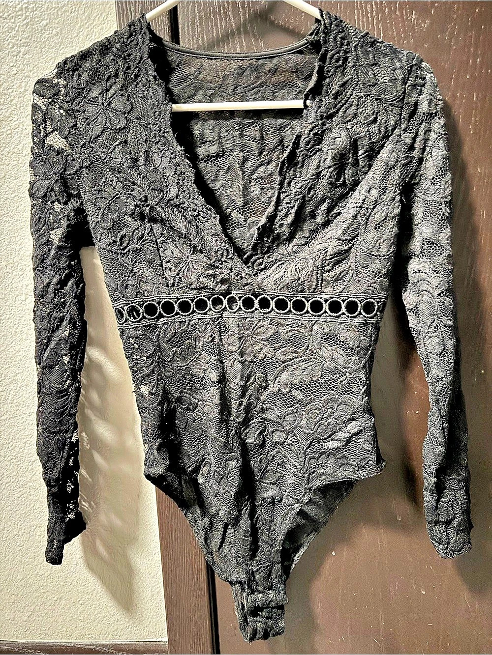 SHEIN Black Lace Bodysuit Size Small Like New